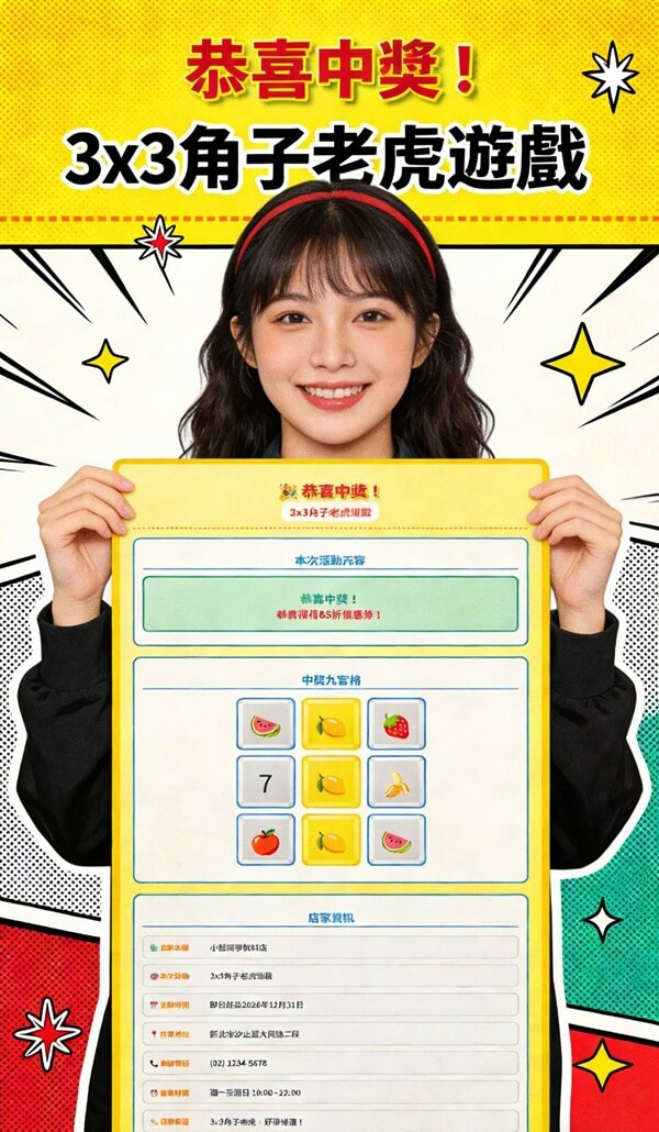 🎉 小慧同學網站全新功能上線：3×3角子老虎抽獎遊戲，助力商家輕鬆行銷！